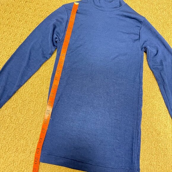 Vintage Silk Blend Stretchy Knit Mockneck Top Blue – XS - Picture 6 of 8